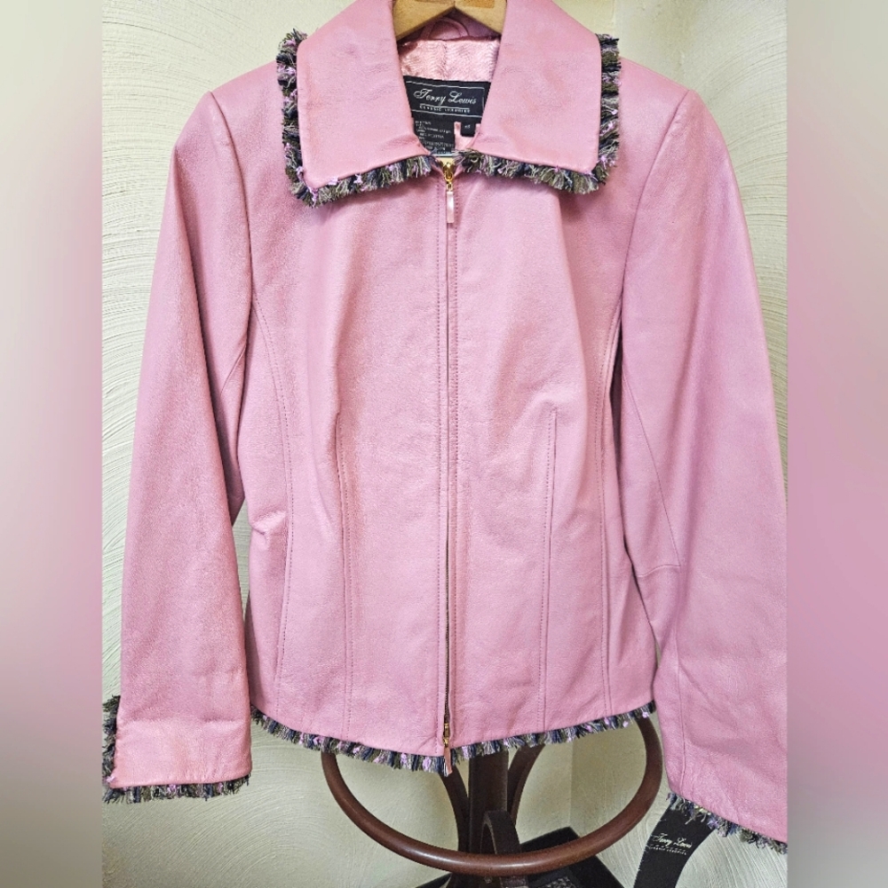 NWT Terry Lewis Pink Leather Jacket (XS)